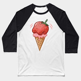 Strawberry Ice Cream Cone Baseball T-Shirt